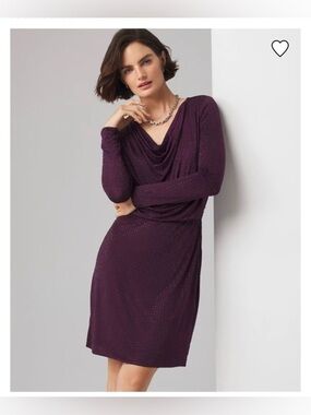 White House Black Market plum Long Sleeve Cowl Dress size SP